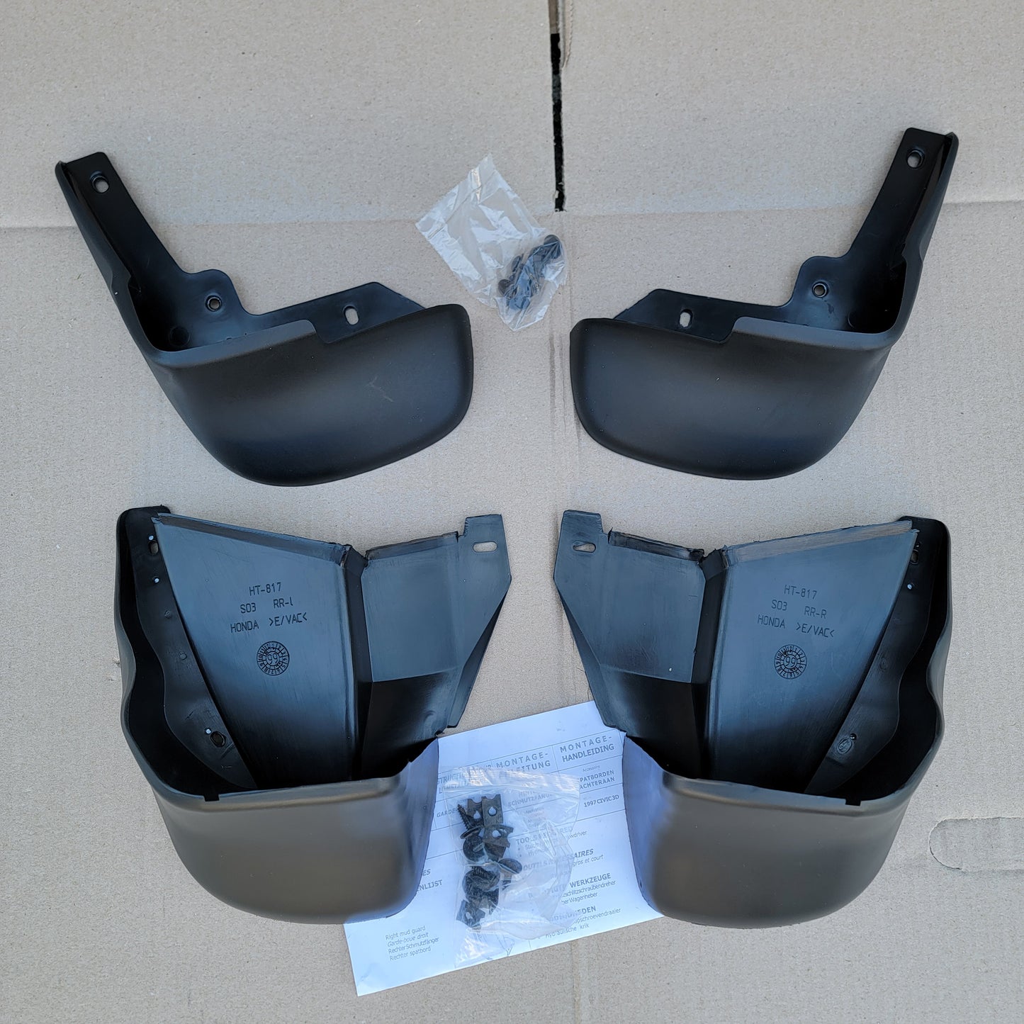 1996-2000 Civic hatchback mudflap set